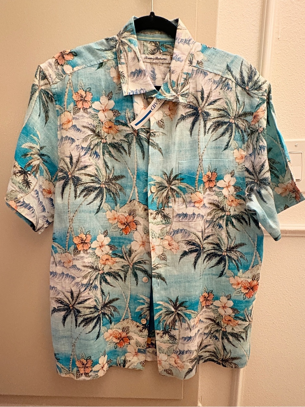 Tommy Bahama Men's Linen Hawaiian Camp Shirt – Tropical Palm Tree Print size m
